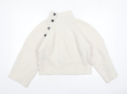Mint Velvet Women’s Ivory Chunky Knit Roll Neck Wool Jumper XS