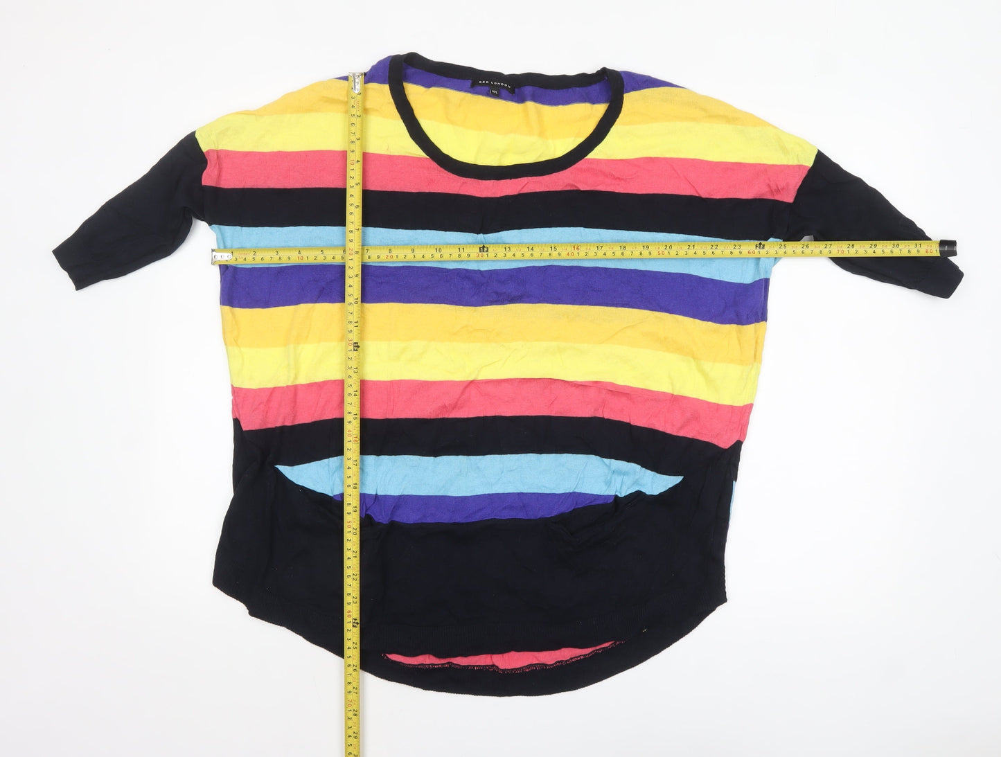 Womens UK Size M/L QED London Multicoloured Pullover Jumper