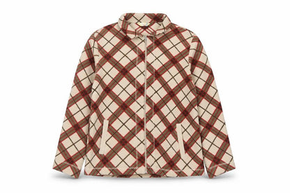 Alie Callina Women's Beige Check Fleece Zip Jacket Size 16