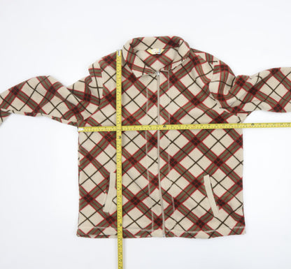 Alie Callina Women's Beige Check Fleece Zip Jacket Size 16