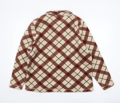 Alie Callina Women's Beige Check Fleece Zip Jacket Size 16