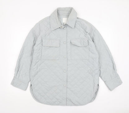 Womens UK Size S H&M Grey Quilted Coat