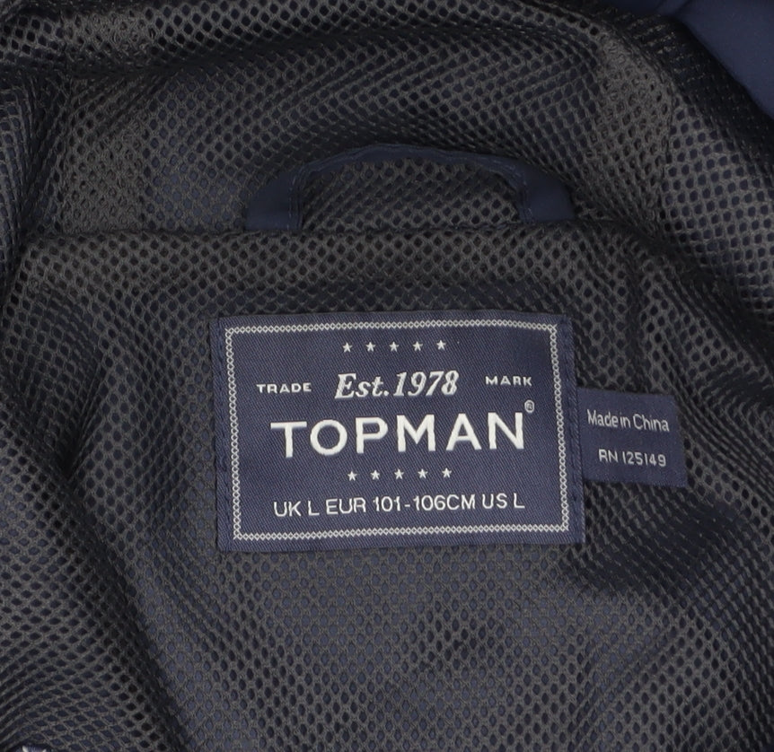 Mens UK Size L Topman Blue Windbreaker Coat