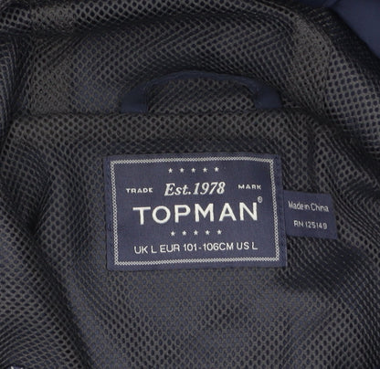 Mens UK Size L Topman Blue Windbreaker Coat