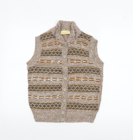 Additions Womens Beige Wool Blend Sleeveless Knit Vest Size 12