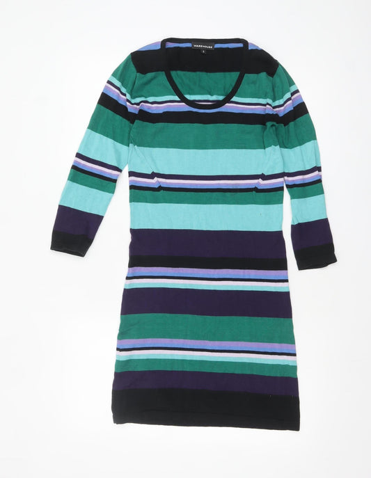 Warehouse Women’s Multicoloured Stripe Knit Bodycon Dress Size 8