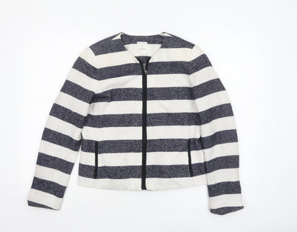 Gap Women’s Blue White Striped Zip Jacket UK 10 Casual Short Cotton