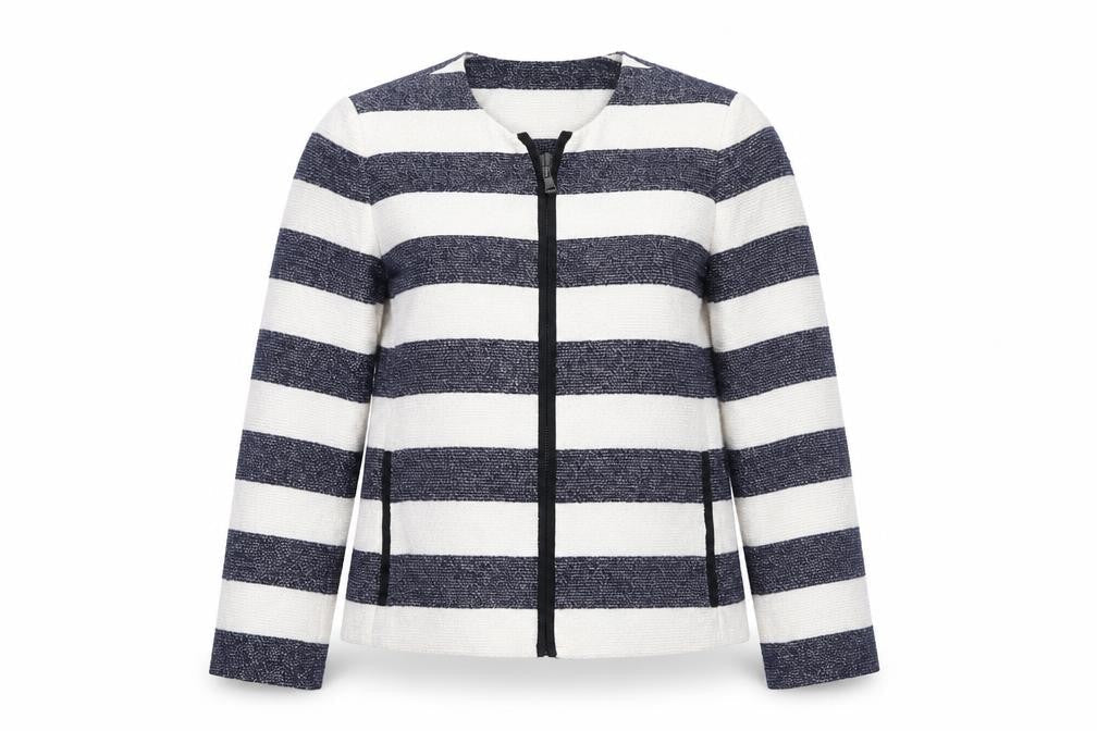 Gap Women’s Blue White Striped Zip Jacket UK 10 Casual Short Cotton