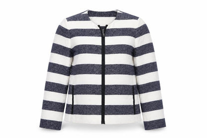 Gap Women’s Blue White Striped Zip Jacket UK 10 Casual Short Cotton