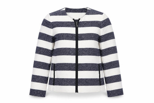 Gap Women’s Blue White Striped Zip Jacket UK 10 Casual Short Cotton