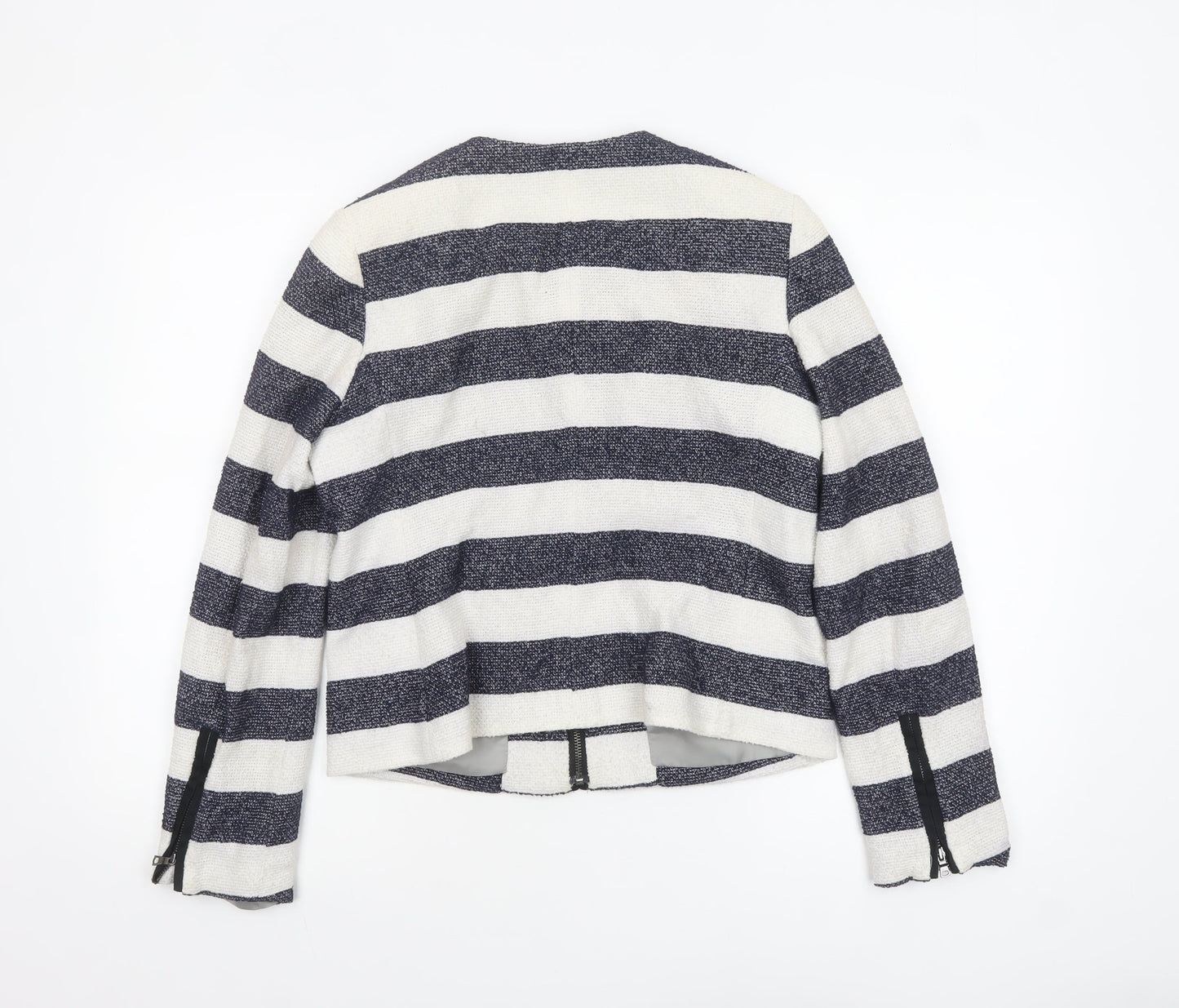 Gap Women’s Blue White Striped Zip Jacket UK 10 Casual Short Cotton