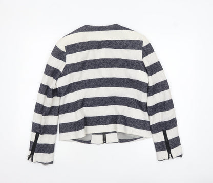 Gap Women’s Blue White Striped Zip Jacket UK 10 Casual Short Cotton