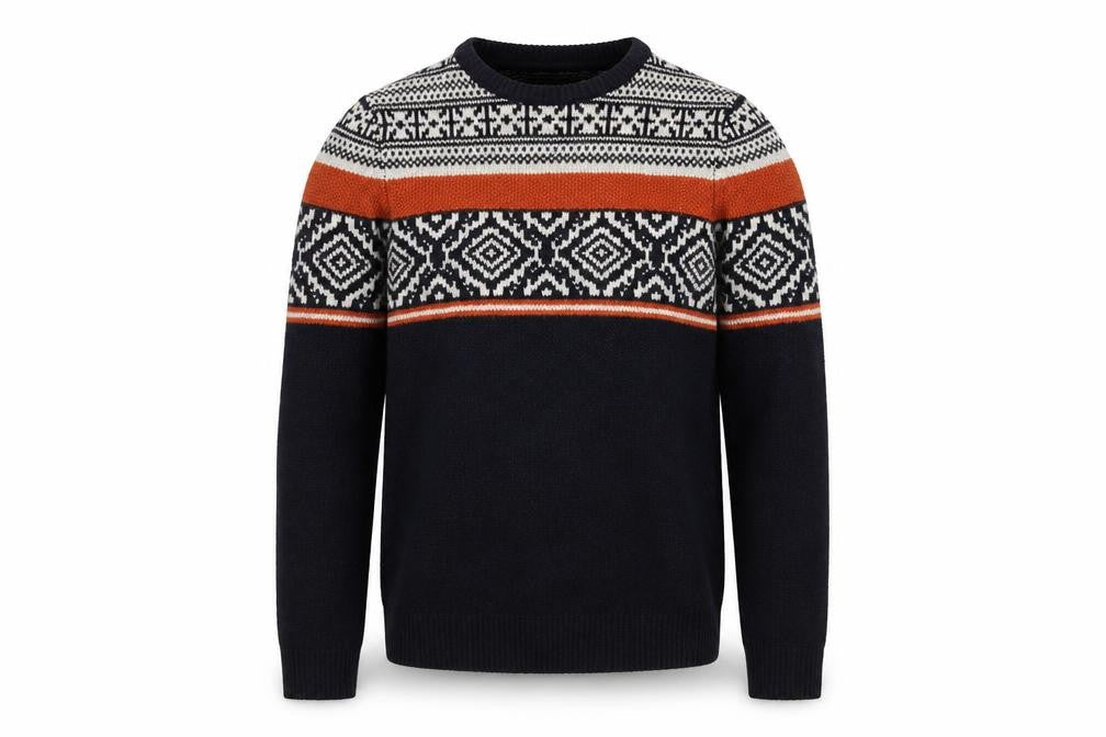 FatFace Men's Blue Fair Isle Crew Neck Wool Blend Jumper Size S