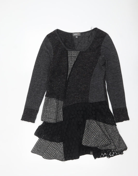 Apricot Womens Grey Patchwork A-Line Knit Dress Size 12