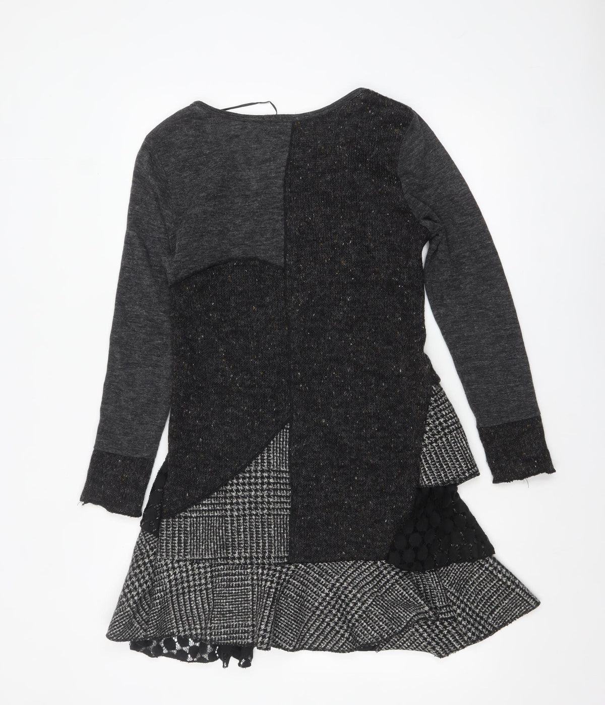 Apricot Womens Grey Patchwork A-Line Knit Dress Size 12