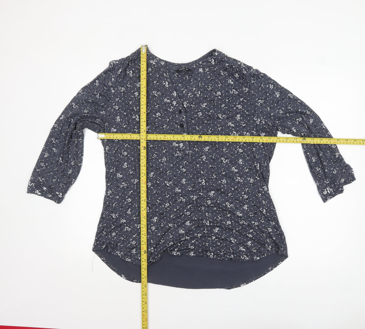 Womens UK Size 14 Roman Blue Tunic Blouse