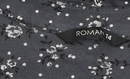 Womens UK Size 14 Roman Blue Tunic Blouse