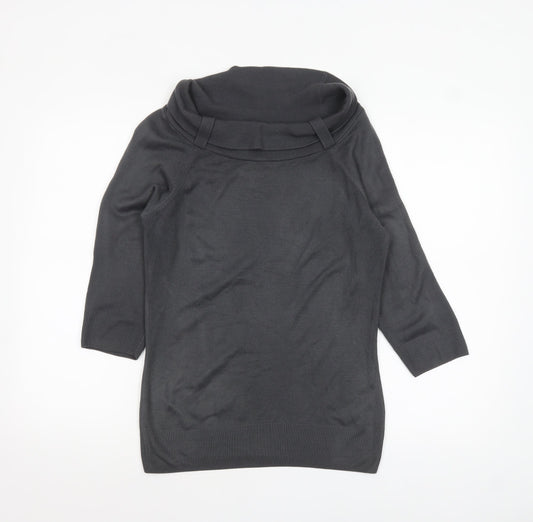 Marks and Spencer Womens Grey Cowl Neck 3/4 Sleeve Pullover Jumper Size 14