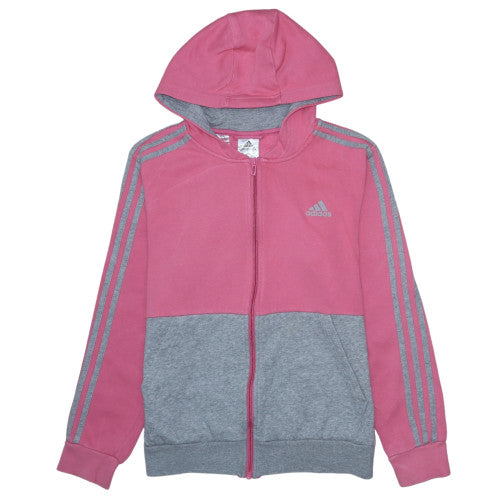 Adidas Girls Pink & Grey Full Zip Hoodie 13-14 Years Sports Fleece Jacket