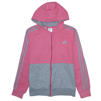 Adidas Girls Pink & Grey Full Zip Hoodie 13-14 Years Sports Fleece Jacket