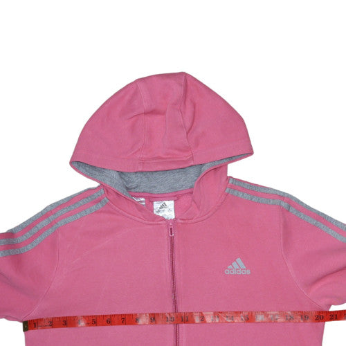 Adidas Girls Pink & Grey Full Zip Hoodie 13-14 Years Sports Fleece Jacket