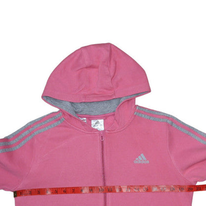 Adidas Girls Pink & Grey Full Zip Hoodie 13-14 Years Sports Fleece Jacket