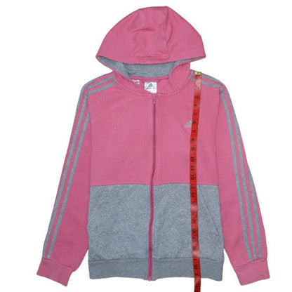 Adidas Girls Pink & Grey Full Zip Hoodie 13-14 Years Sports Fleece Jacket
