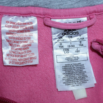 Adidas Girls Pink & Grey Full Zip Hoodie 13-14 Years Sports Fleece Jacket