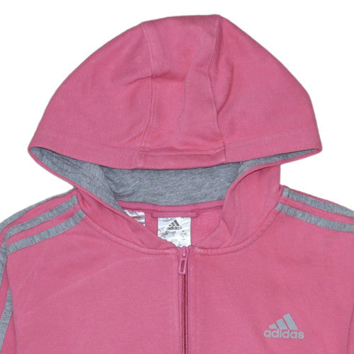 Adidas Girls Pink & Grey Full Zip Hoodie 13-14 Years Sports Fleece Jacket