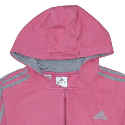 Adidas Girls Pink & Grey Full Zip Hoodie 13-14 Years Sports Fleece Jacket