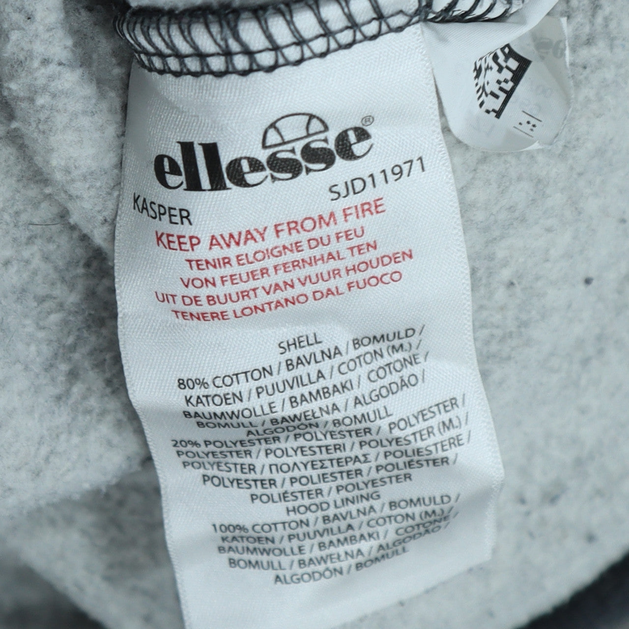 Mens UK Size S ellesse Grey Pullover Hoodie