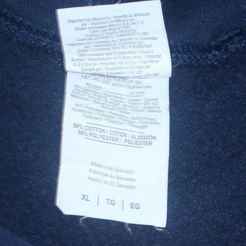 Mens UK Size XL Gildan Blue Pullover Hoodie