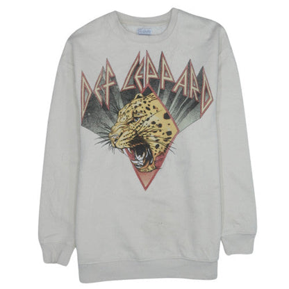 Unisex Adults UK Size XS Def Leppard White Pullover Sweatshirt