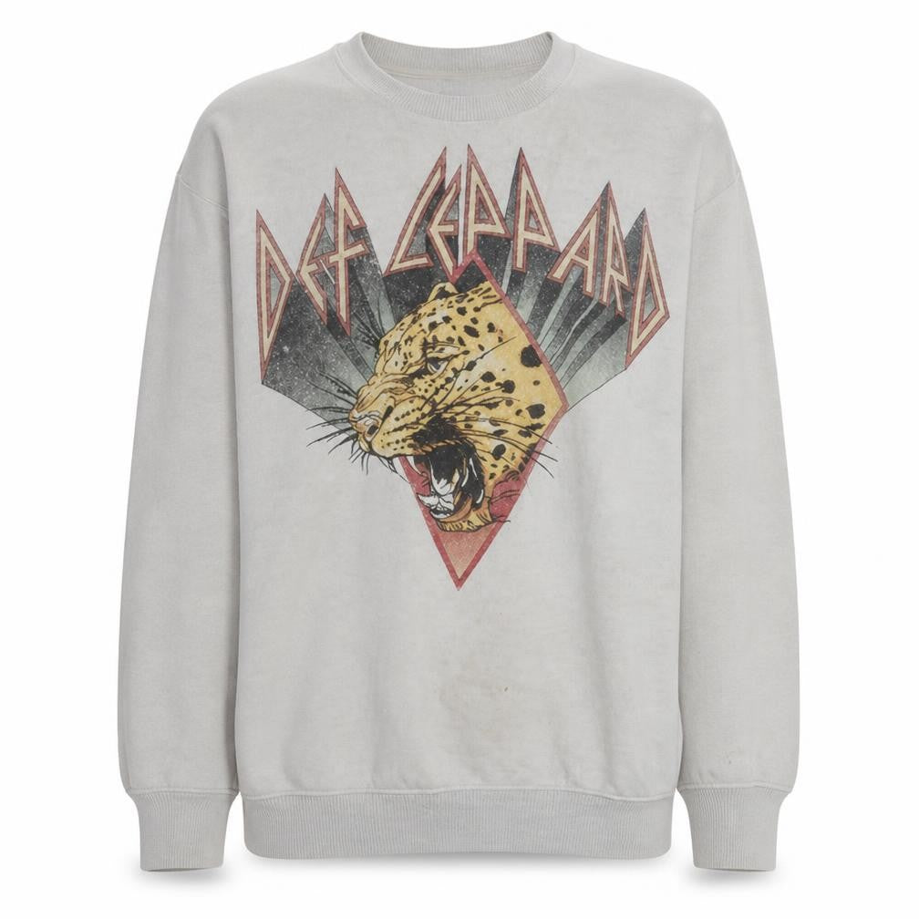 Unisex Adults UK Size XS Def Leppard White Pullover Sweatshirt