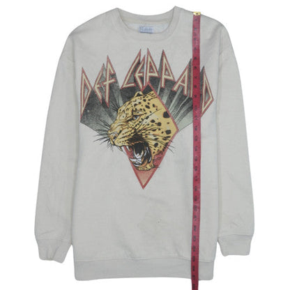 Unisex Adults UK Size XS Def Leppard White Pullover Sweatshirt