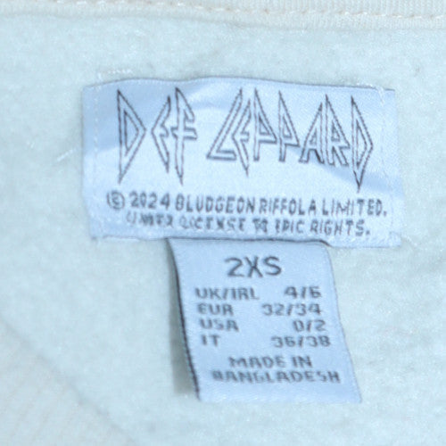 Unisex Adults UK Size XS Def Leppard White Pullover Sweatshirt