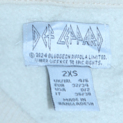 Unisex Adults UK Size XS Def Leppard White Pullover Sweatshirt