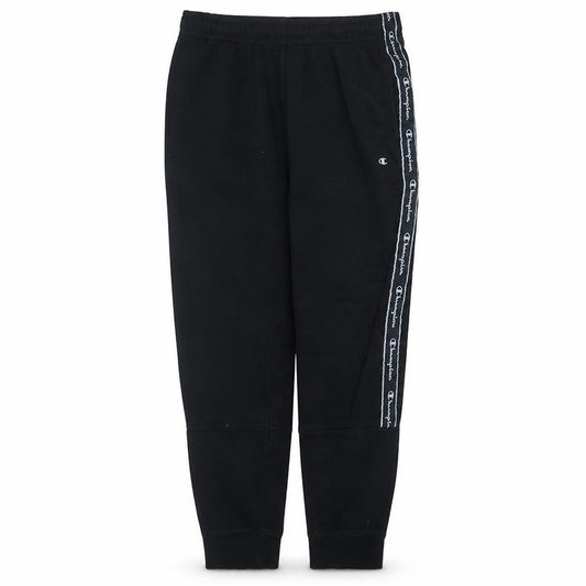 Champion Men's Black Large Fleece Jogger Trousers with Logo Tape