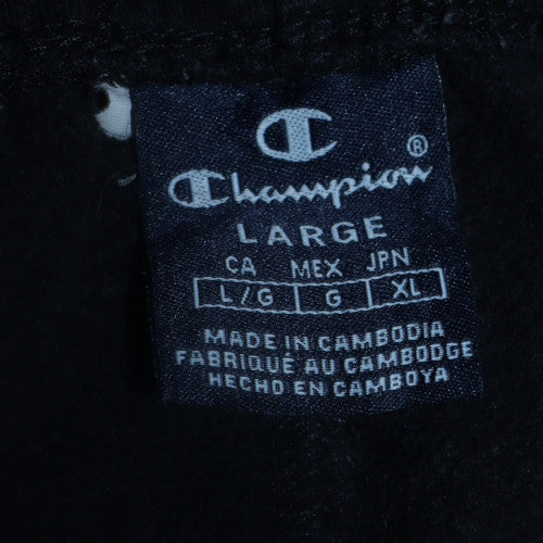Champion Men's Black Large Fleece Jogger Trousers with Logo Tape