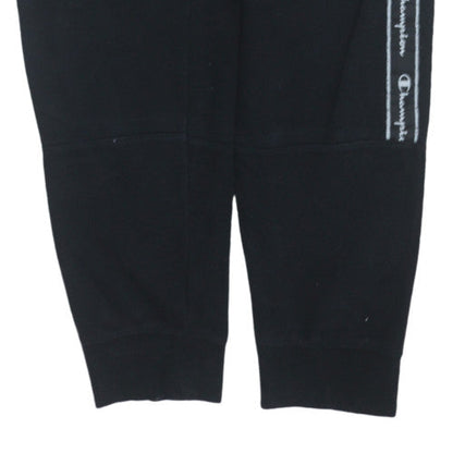 Champion Men's Black Large Fleece Jogger Trousers with Logo Tape