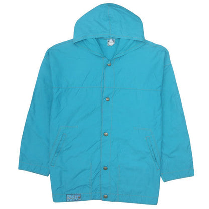 Kaya Beach Women's Blue Hooded Rain Jacket M Retro Surf Style