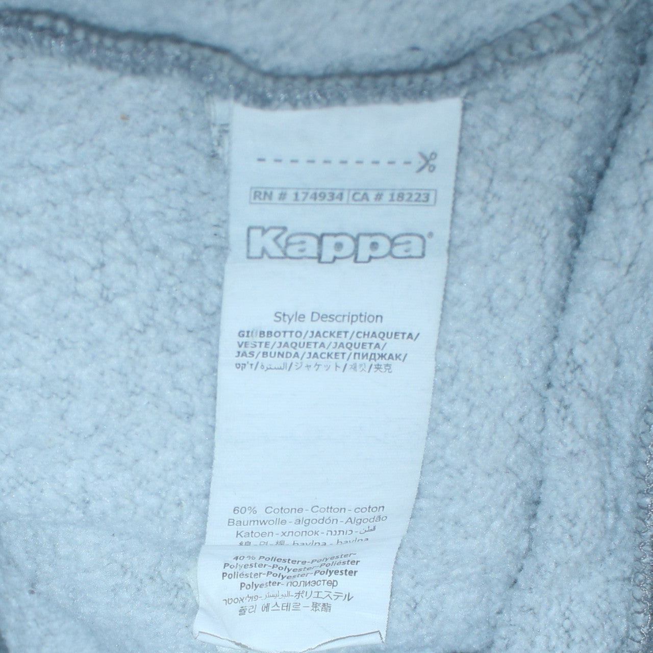 Mens UK Size XL Kappa Grey Full Zip Hoodie