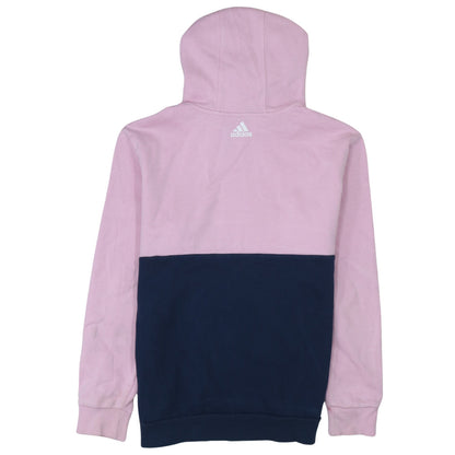 adidas Girls Pink Colourblock Pullover Hoodie Size 13-14 Years