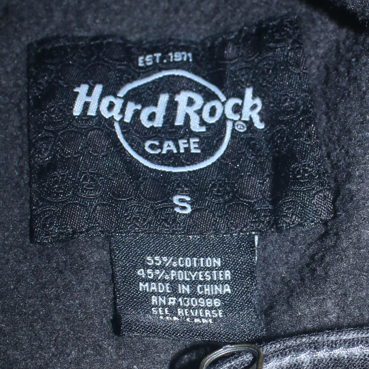 Mens UK Size S Hard Rock Cafe Black Full Zip Hoodie