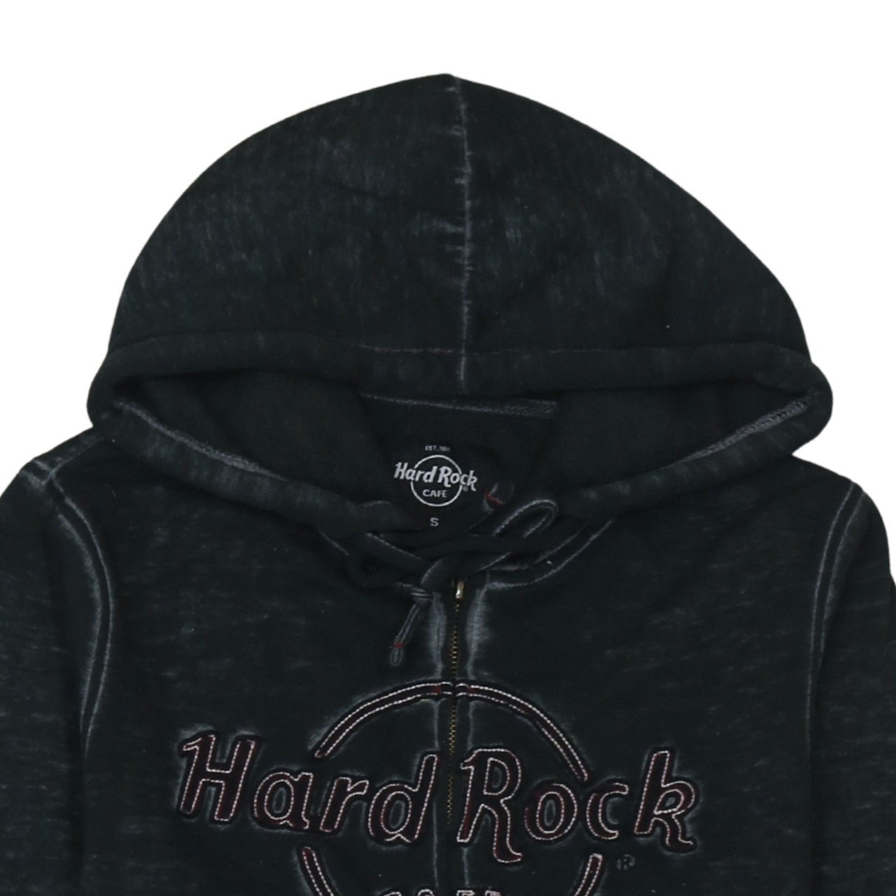 Mens UK Size S Hard Rock Cafe Black Full Zip Hoodie
