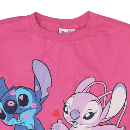 Womens UK Size 14/16 Disney Pink Pullover Sweatshirt