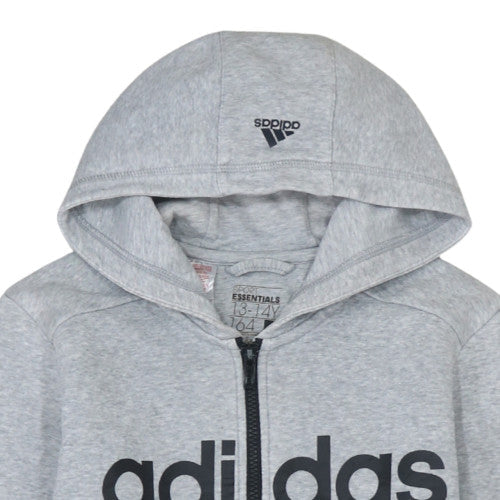Boys UK Size 13-14 Years adidas Grey Full Zip Hoodie
