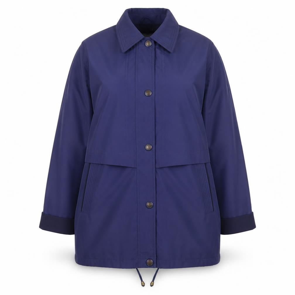 EWM Women Blue Size 18 Polyester Lined Mid-Length Parka Jacket