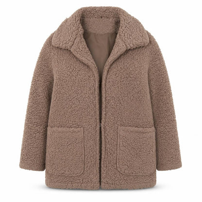 Brave Soul Women's Beige Teddy Fleece Mid-Length Zip Coat Size 12