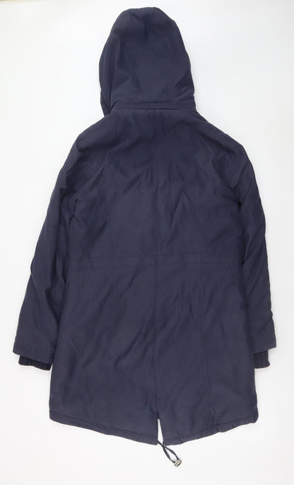 Marks and Spencer Per Una Women's Blue Hooded Parka Coat Size S